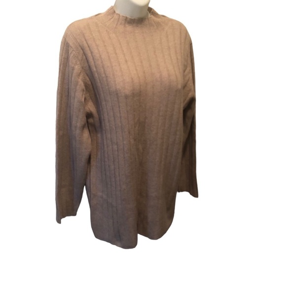 Garnet Hill 100% 2 Ply Cashmere Ribbed Mock Neck Sweater Sz. M 3/4 Sleeve Fall - Picture 3 of 6